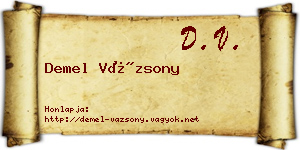 Demel Vázsony névjegykártya